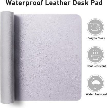 Aothia Leather Desk Pad Protector, Mouse Pad, Office Desk Mat, Non-Slip PU Leather Desk Blotter, Laptop Desk Pad, Waterproof Desk Writing Pad for Office and Home(Dark Blue,31.5" x 15.7") - Colors A
