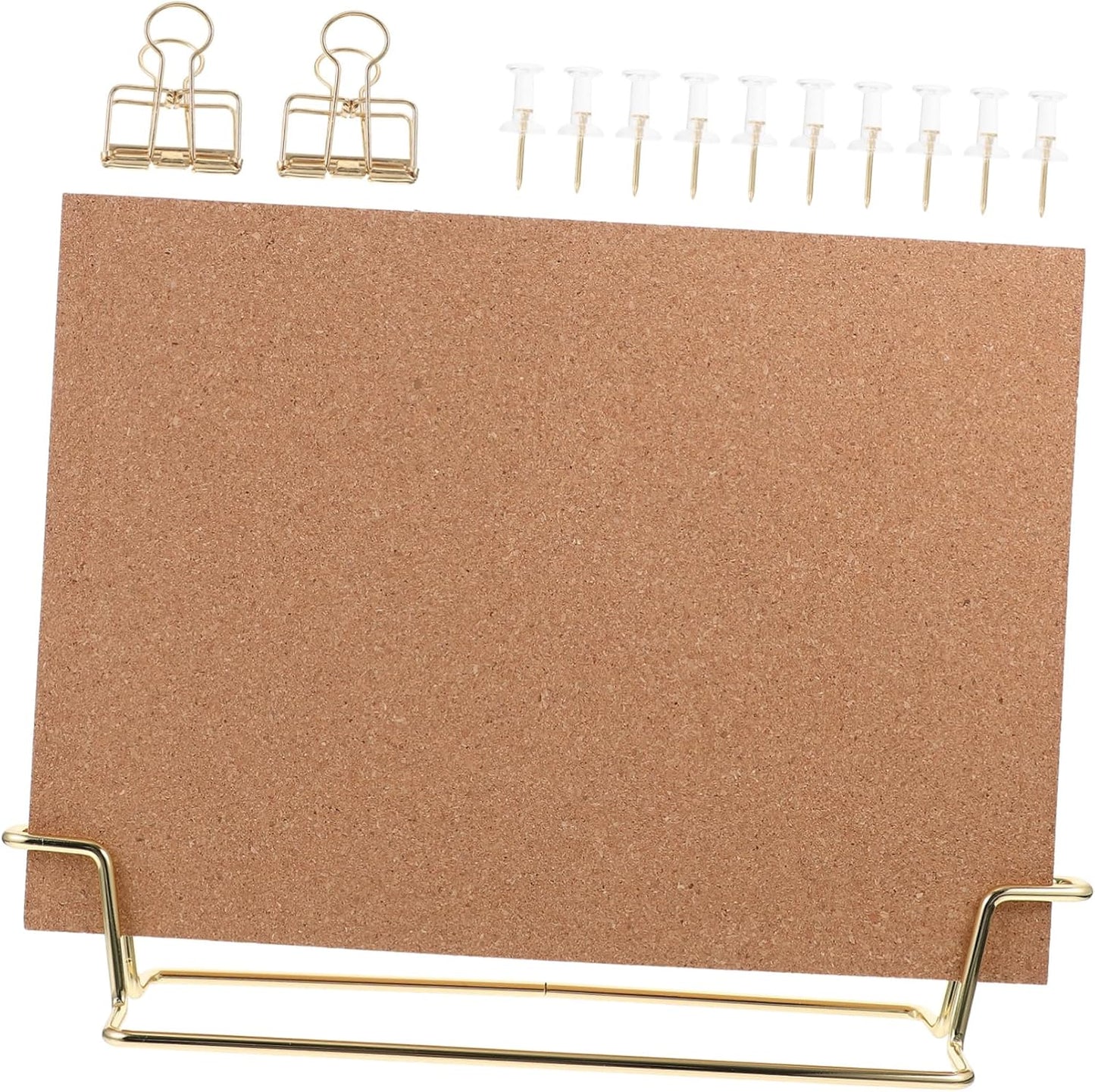 STOBOK 12X8.66 Inch Cork Board with Stand and Frame Small Desktop Bulletin Board for Office Message Photo Display Reusable Pin
