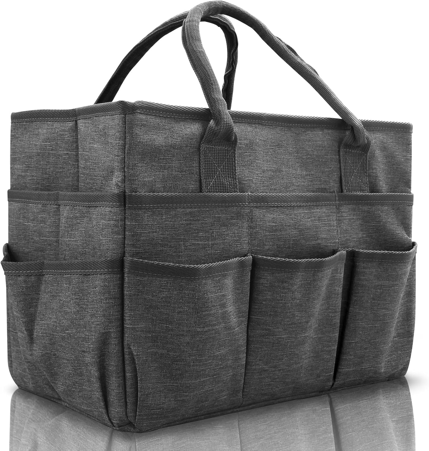 Cupohus Art Organizer Craft Storage Tote Bag with Pockets and Handles, Oxford Fabric Carrying Caddy for Teacher, Officer, Artist, Traveler –Purple