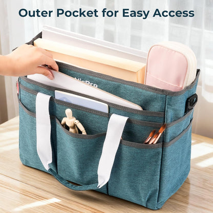 Nicpro Craft Organizer Art Bag, Tote Bag For Art Supply Storage, Portable Supply Organizers Caddy with Multiple Pockets, Craft Bag for Drawing, Scrapbooking, Journal, Sewing, School, Office Supplies