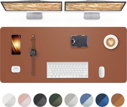AFIING Desk Pad Protector 23.6" x 13.7" - Non-Slip Waterproof PU Leather Desk Mat for Mouse, Keyboard, Laptop, Office and Home Workspace (Beige)