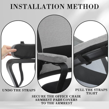 Threlaco 2 Pcs Office Chair Armrest Pads Soft Foam Office Chair Arm Covers Fluffy Flannel Gaming Armchair Armrest Cushion for Elbows and Forearms Support Pressure Relief(Gray)