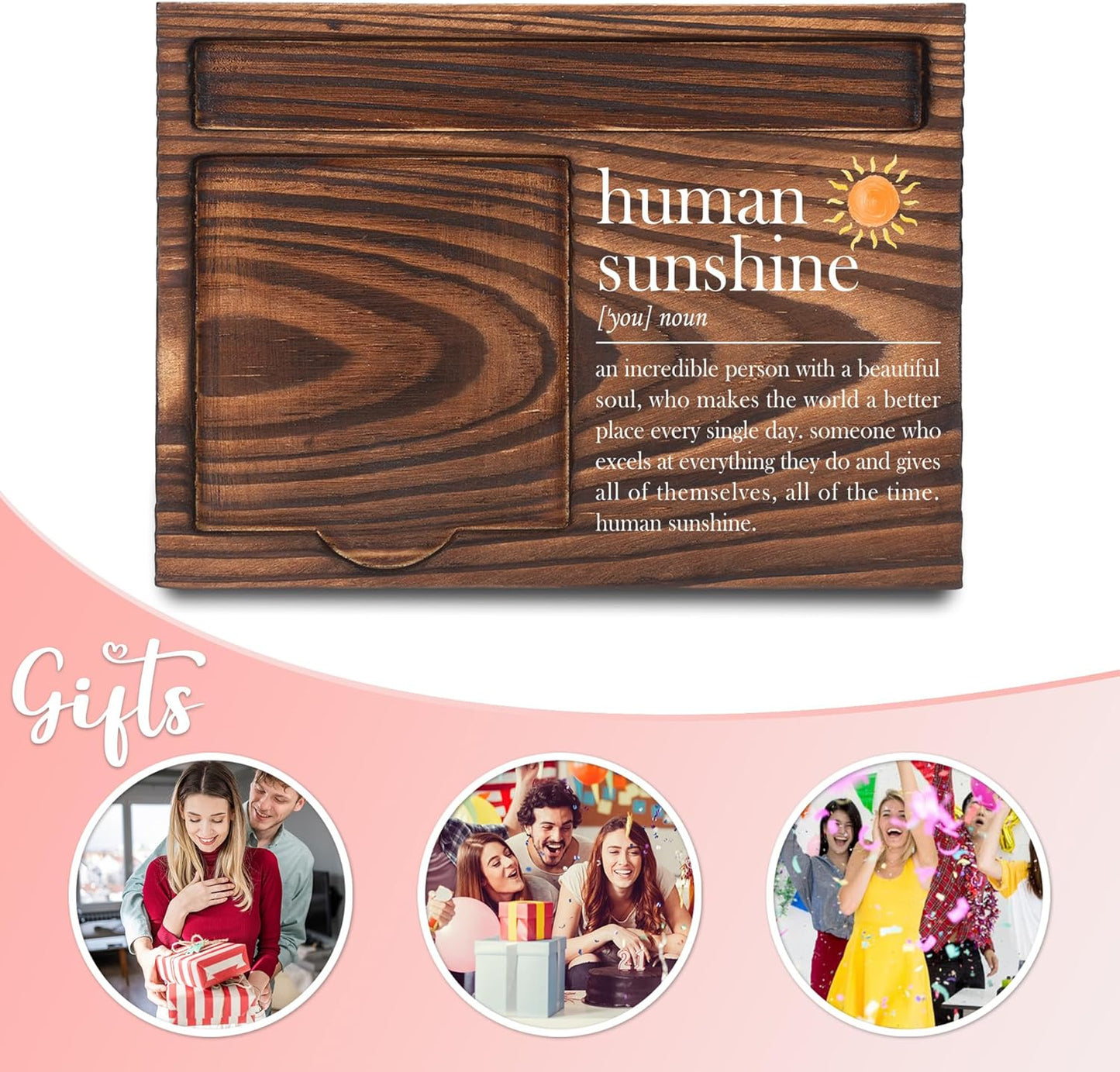 Inspirational Motivational Gifts, Encourage Gifts, Recovery Gifts, Little Reminders Sticky Note Holder, Post-it Note Dispenser for Desk, Wooden Post-it Note & Pen Holder 6.5" x 4.7" - FTA121