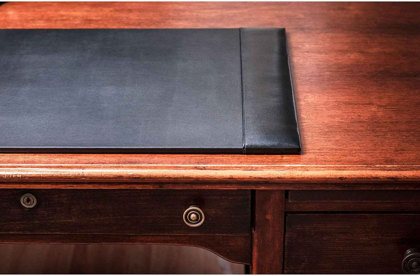 DACASSO Bonded Leather Desk Pad with Side Rails - Luxury Leather Desk Blotter for Writing (30 x 18, Brown)