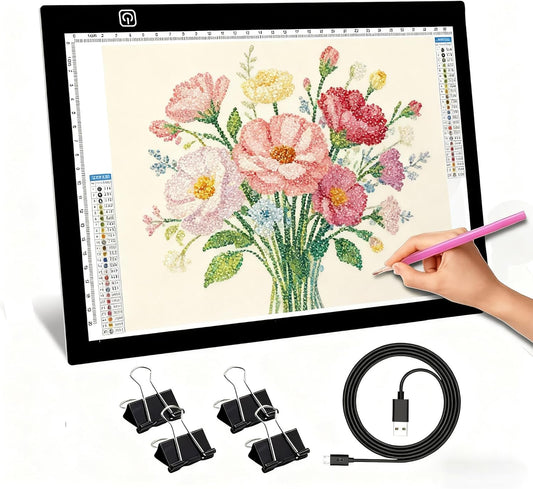 A4 LED Copy Board Light Tracing Box LED Light Pad Memory Function USB Powered Stepless Dimmable Light Table for Drawing, Weeding Vinyl, Diamond Art, Sketching and Animation