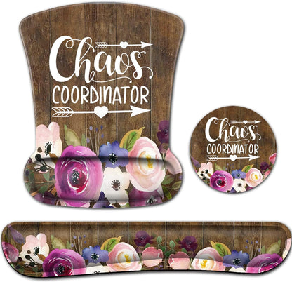 Mouse Pad with Wrist Support, Ergonomic Gel Mouse Pad Beautiful Flowers,Non-Slip Durable, Memory Foam Keyboard Wrist Rest, Suitable for Office Typing Games, Pink Hyacinths on Wood Panel