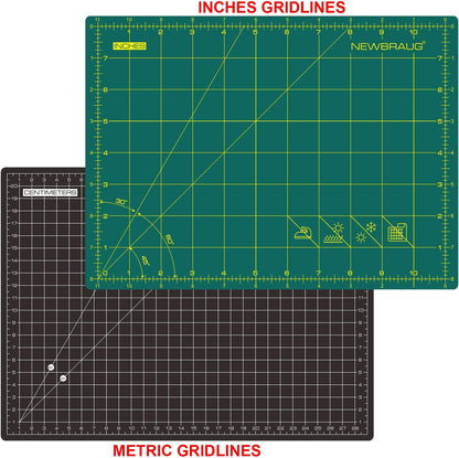 NEWBRAUG 18'' × 24'' Perfect Self Healing Cutting Mat, Non-Slip Gridded Rotary Cutting Board, Necessary for Quilting, Sewing, Craft, Fabric & Scrapbooking(Green/Black)…
