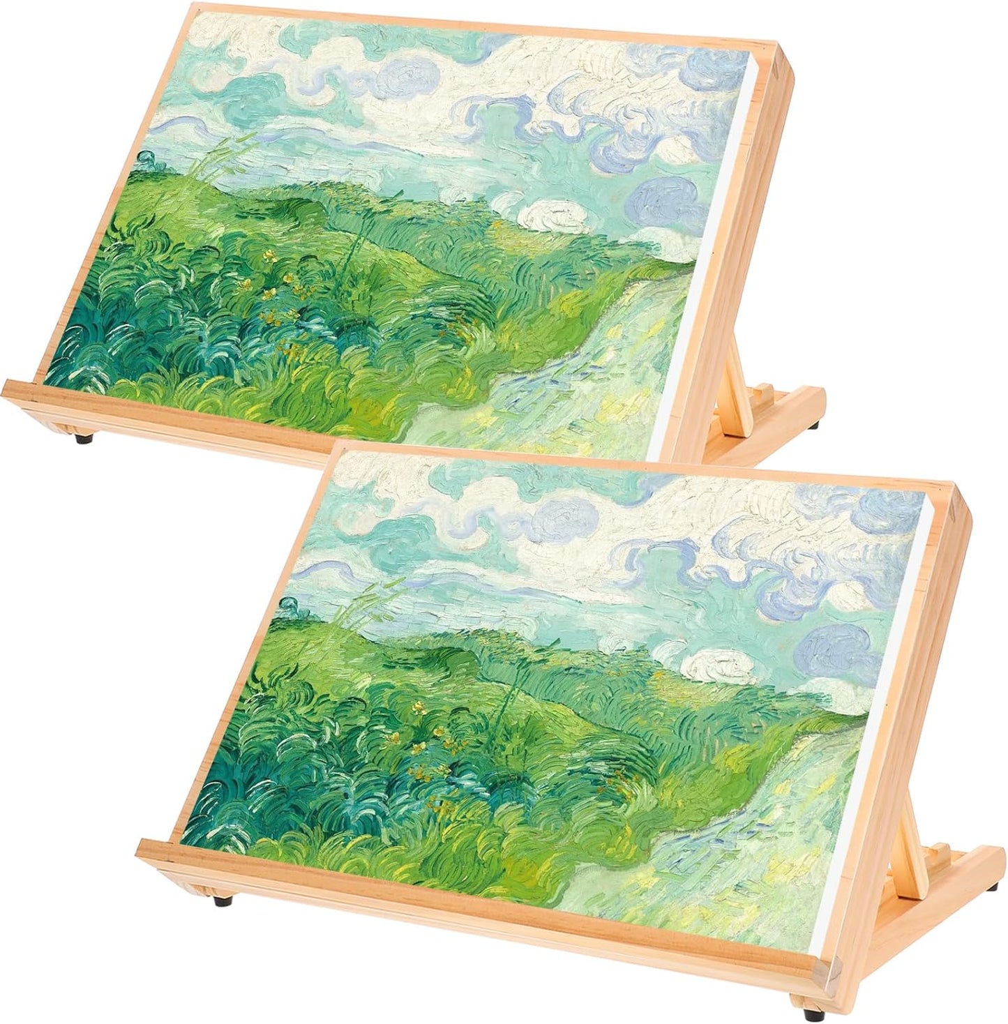 2PCS Tabletop Easel for Painting 17.7"x11.8" Adjustable Angle Portable Easel Tabletop Wooden Easel Stand for Canvas Book Artwords Display