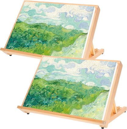 2PCS Tabletop Easel for Painting 17.7"x11.8" Adjustable Angle Portable Easel Tabletop Wooden Easel Stand for Canvas Book Artwords Display