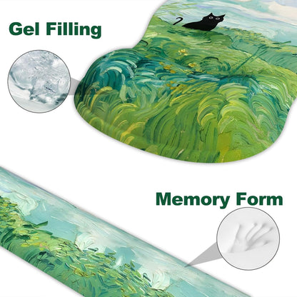 Ergonomic Mouse Pad with Wrist Rest and Keyboard Wrist Rest, Gel Mousepad and Wrist Rest for Computer Keyboard, Pain Relief, Non-Slip PU Base, Mouse Pad with Wrist Support for Gaming, Office, Brown
