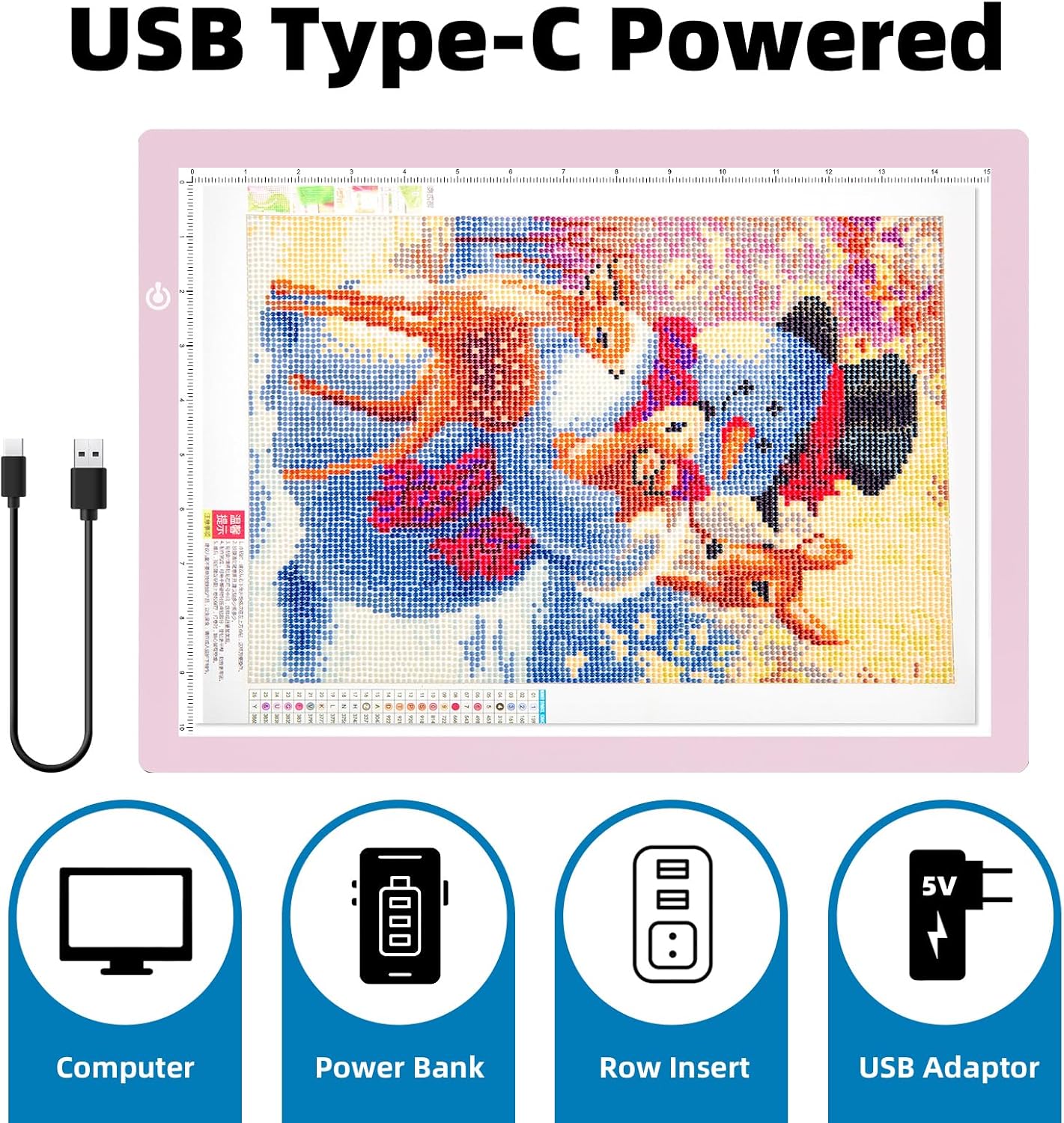 KIVOTAC A3 LED Light Pad，Tracing Light up Box Ultra-Thin USB Powered Brightness Dimmable Bright Copy Board for Drawing, Weeding Vinyl, Diamond Art, Sketching and Animation