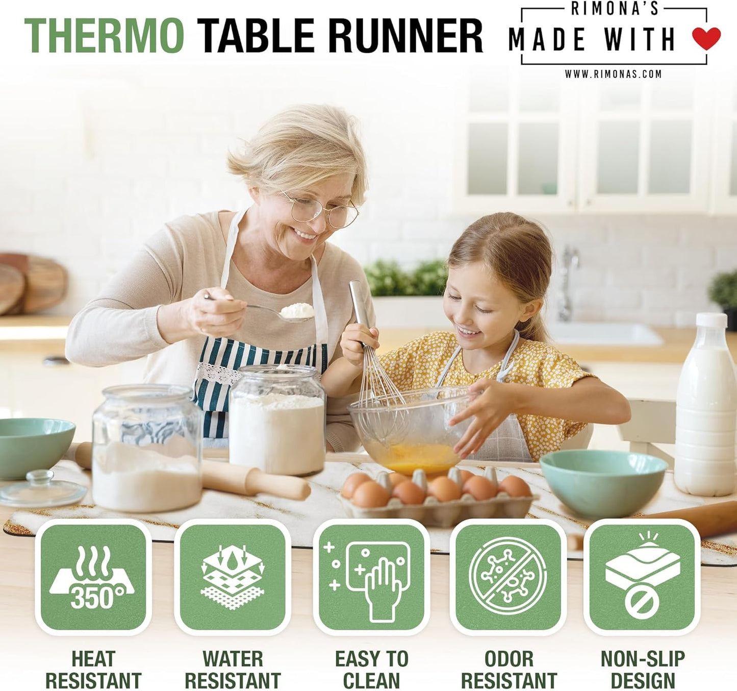 RIMONA'S Heat Resistant Table Runner - Waterproof, Trivet Runner, Heat Proof Table Protector, Trivet Table Runner, Ideal for Gifting, Mother-in-Law Gift, All-Natural Cork Table Runner