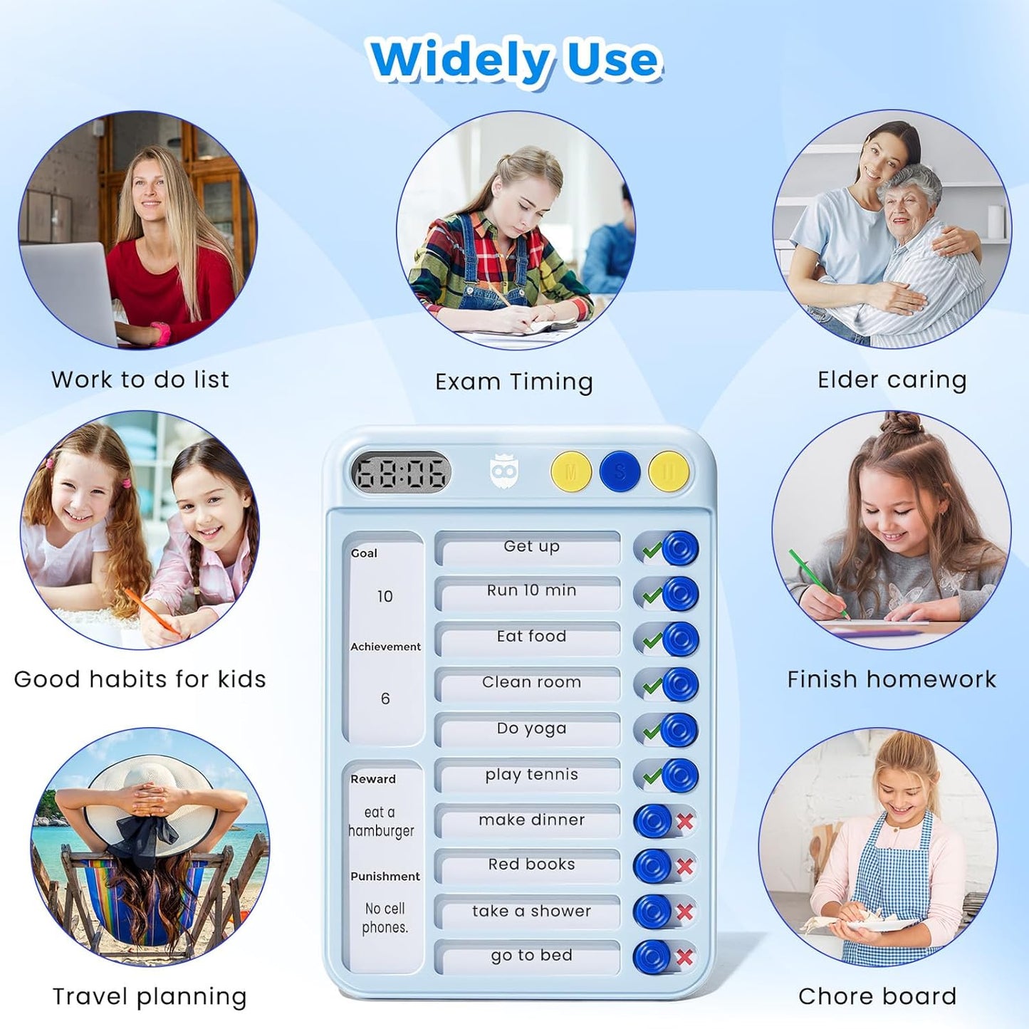 Chore Chart for Kids, Checklist Planning Board with Sliders, 19 Personalizable Sheets and Magnetic Marker, ADHD Tools for Kids to Do List Routine Chart Visual Schedule Board with Stand