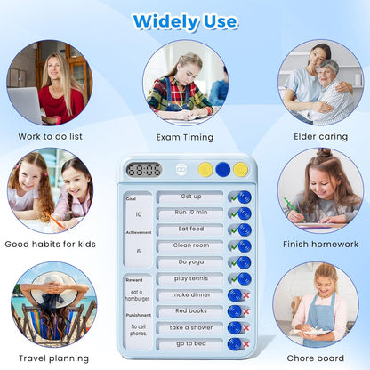 Chore Chart for Kids, Checklist Planning Board with Sliders, 19 Personalizable Sheets and Magnetic Marker, ADHD Tools for Kids to Do List Routine Chart Visual Schedule Board with Stand