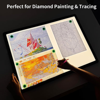 Phylosal Rechargeable A3 LED Light Pad for Diamond Painting, Ultra-Thin Magnetic Tracing Light Box for Drawing, Diamond Art Light Board with Side Button, Super Bright Light Table for Sketching (White)