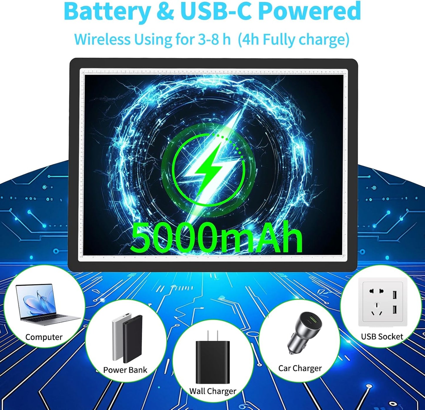 Phylosal Rechargeable A4 LED Light Pad with Built-in Stand, Magnetic Tracing Light Box for Drawing, Diamond Art Light Board with Side Button, Super Bright Light Table for Diamond Painting, Sketching