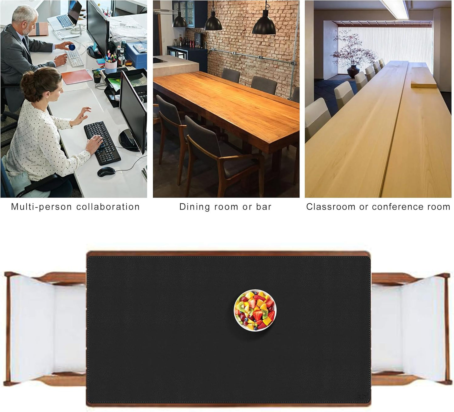 Cacoy 36" x 20" Leather Desk Mat for Home Office, Extra Large PU Leather Desk Pad Blotters, Waterproof Computer Keyboard Mat, Extended Gaming Mouse Pad, Desk Protector for Desktop and PC Laptop, Black
