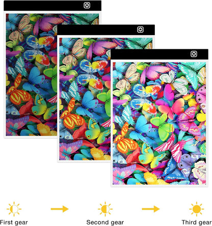 Funshot A3 Led Light Pad Tracing Light Box with USB Power Cable and 4 Fasten Clips,3 Levels of Brightness,Diamond Art Light Board,Sketching,Painting, Sketching,Tracing
