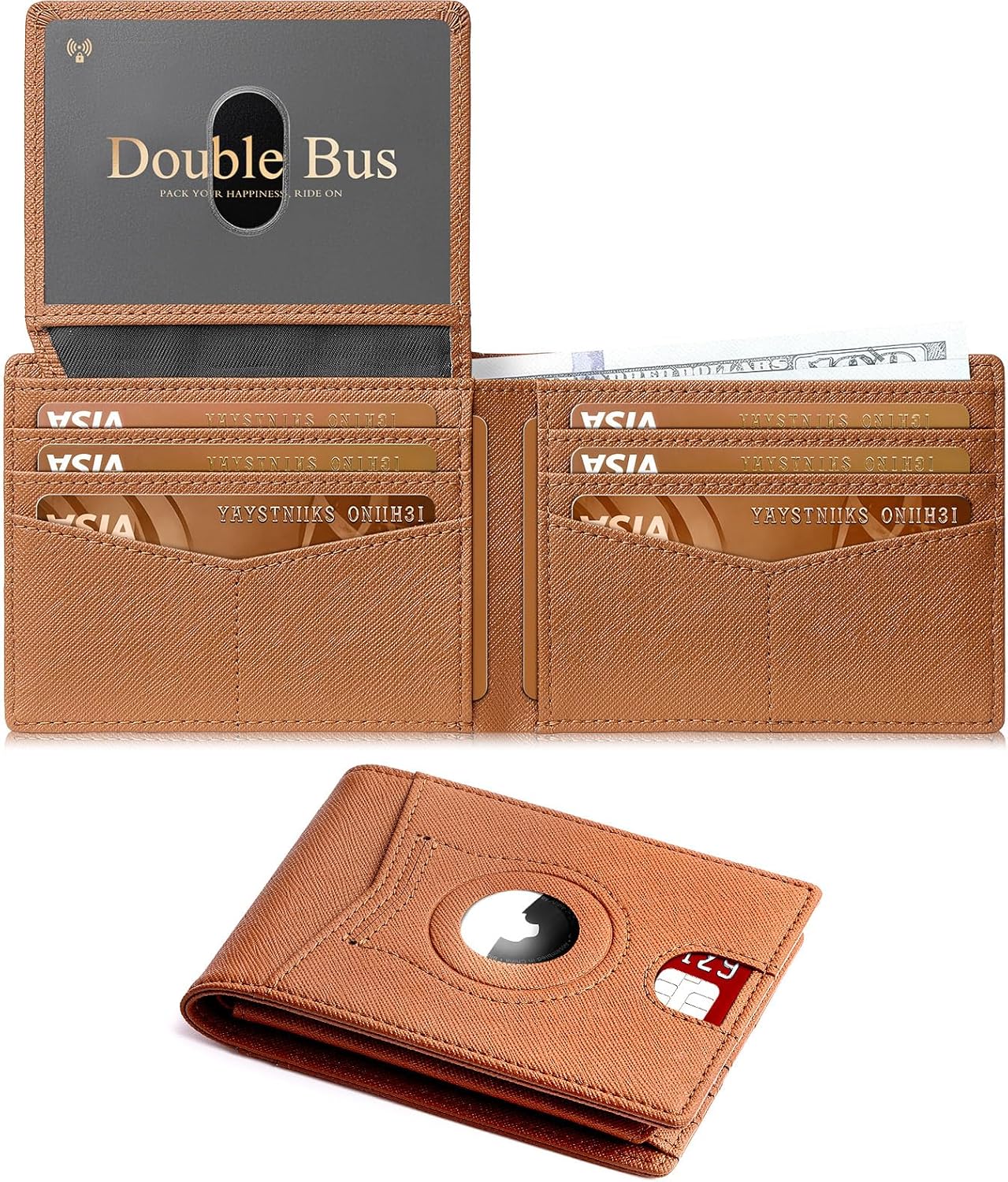 Wallet for Men Slim RFID Blocking Bifold Carbon Fiber,Minimalist Small Compact Front Pocket Credit Card Holder,Thin Mens Leather Wallets Smart Security With 2 ID Windows 1 Cash,Birthday Gifts for Men