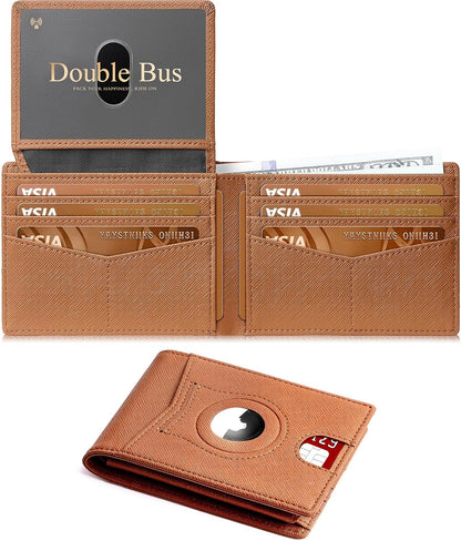 Wallet for Men Slim RFID Blocking Bifold Carbon Fiber,Minimalist Small Compact Front Pocket Credit Card Holder,Thin Mens Leather Wallets Smart Security With 2 ID Windows 1 Cash,Birthday Gifts for Men