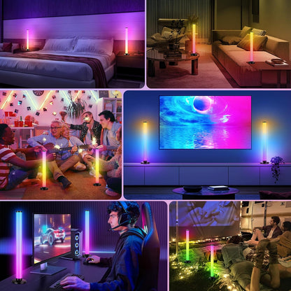 RGB Light Bars 360° Full-Screen Lighting, 2x16.5 Inch Smart RGB IC LED Light Bars for Room, Music Sync TV Lights Bar with Remote, App Control, USB Powered for PC Monitor Backlight Bedroom Gaming Desk