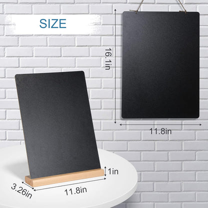 11.7x16.5 Inch Tabletop Chalkboard with Wood Base, Menu Chalkboard Stand, Message Board, Bar and Special Event Decorations, Hanging Double-Sided Chalkboards Sign for DIY Home Decoration-Walnut