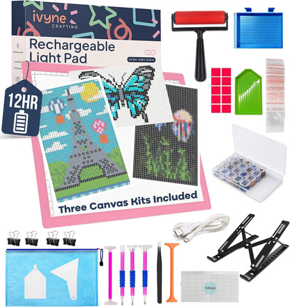 iVyne Rechargeable A4 Light Pad for Tracing & Weeding - LED Light Board for Weeding Vinyl - for Cricut Vinyl Weeding Tools - Ultra-Thin & Portable - Perfect for Artists & Crafters - Pink