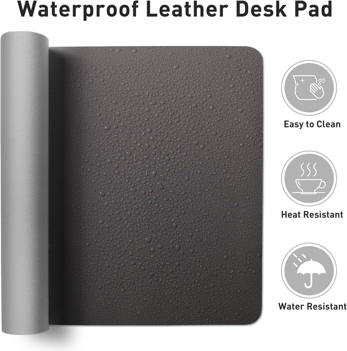 Aothia Leather Desk Pad Protector, Mouse Pad, Office Desk Mat, Non-Slip PU Leather Desk Blotter, Laptop Desk Pad, Waterproof Desk Writing Pad for Office and Home (Black,36" x 17") - Colors B