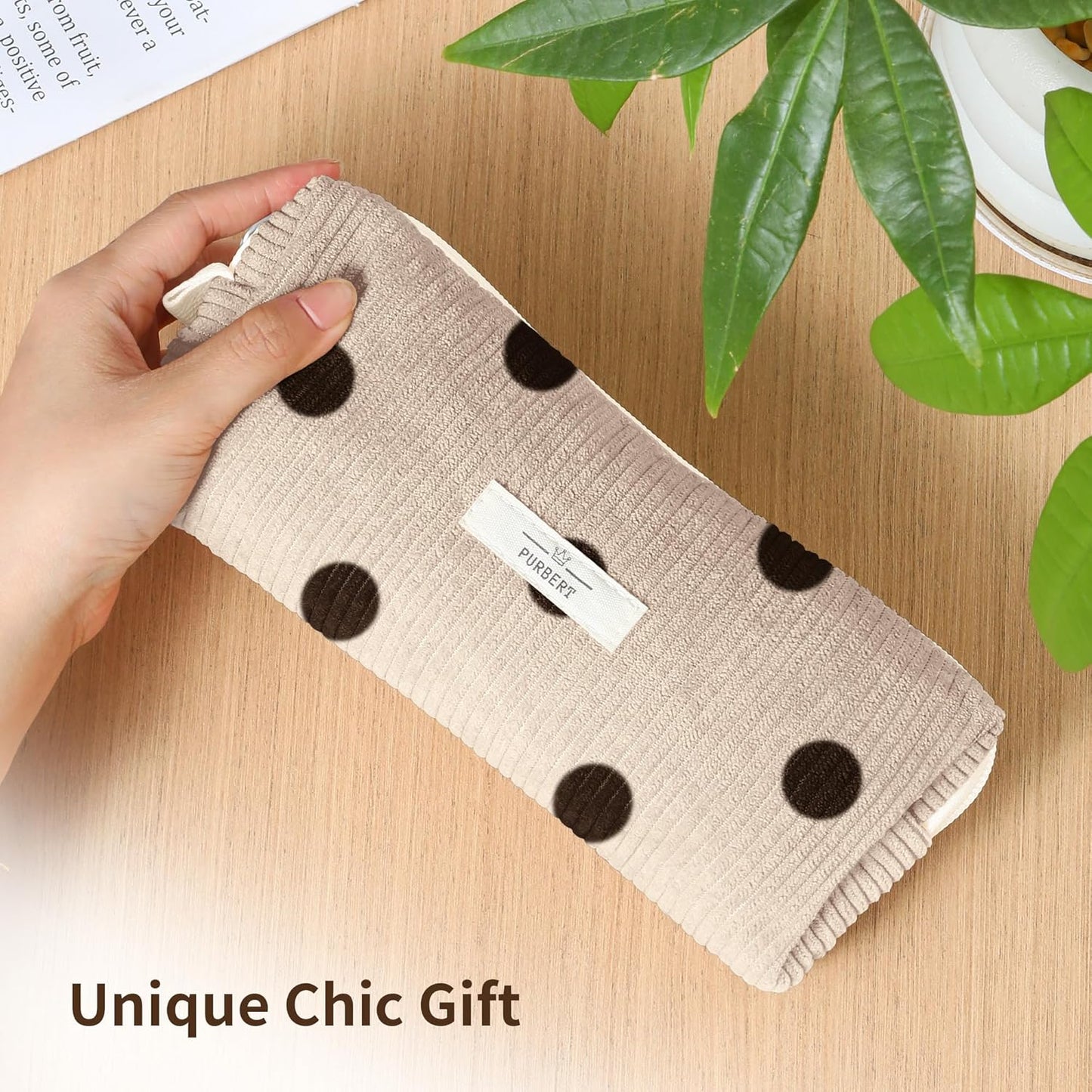 Pencil Bag Pen Case, Soft Corduroy Small Pencil Pouch Organizer with Zipper, Cute Pencil Case Pouch Stationery for Girls and Boys – Apricot