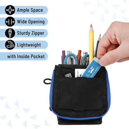 Mr. Pen- Standing Pencil Case Pouch, Sit & Lay Mesh-View Design, Black & Gray, Interior Pocket & 2 Elastic Binder Loops, Cute Pencil Case for Girls and Boys