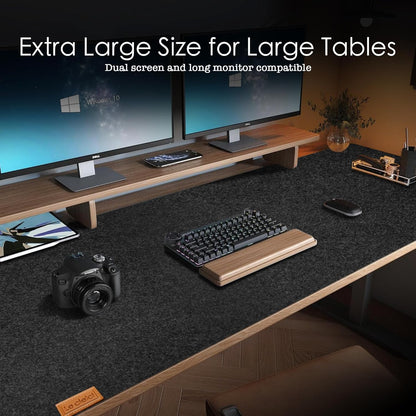 59’’x15.75” Large Felt Desk Mat, Computer Mat for Desk, Non-Slip Mouse Pad, Office Supplies Desk Protector, Desk Accessories for Home and Office (Dark Gray)