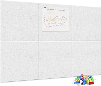 Neatsure Large Cork Board for Wall, Black Felt Bulletin Board with Pushpins, 36" x 24" 6 Panels Wall Tiles, Tack Push Pin Boards for Office