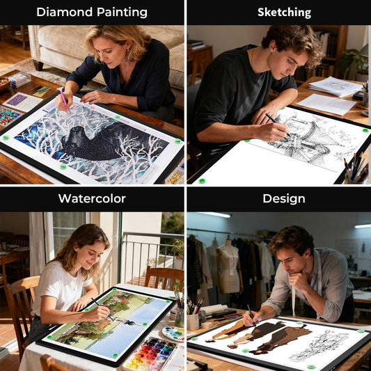 Zocelight Rechargeable A3 Light Board with Built-in Stand & Bag,Super Bright Magnetic Light Box for Tracing,Wireless Light Pad for Diamond Painting,Side Buttons,LED Light Table for Drawing,Sketching