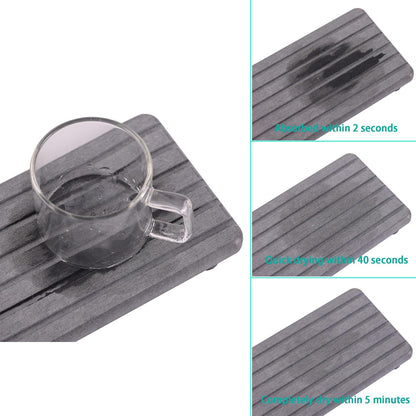 NiuYichee 2 PCS Water Absorbent diatomite Coasters, 8.3" x 4" Water Absorbing Stone Tray for Sink, Stone Drying mat for Kitchen Counter, Stone soap Tray Used for Hand Soaps & toiletries & Plants