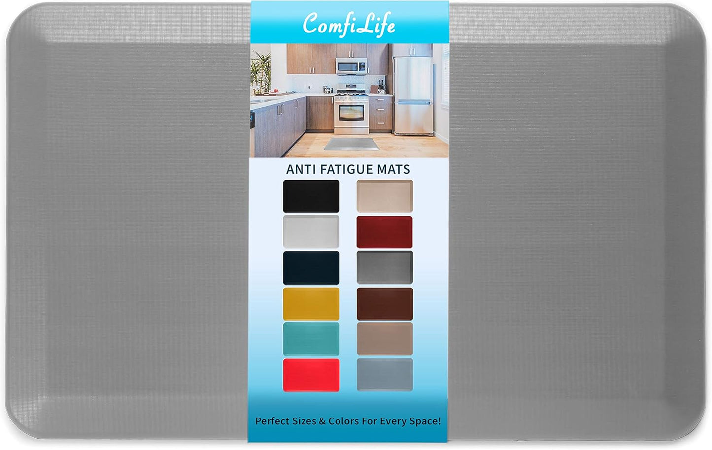 ComfiLife Anti Fatigue Floor Mat – 3/4 Inch Thick Kitchen Mats for Floor, Standing Desk Mat, Kitchen Rug – Comfort at Home, Office – Durable – Stain Resistant – Non-Slip Bottom (20" x 32", Black)