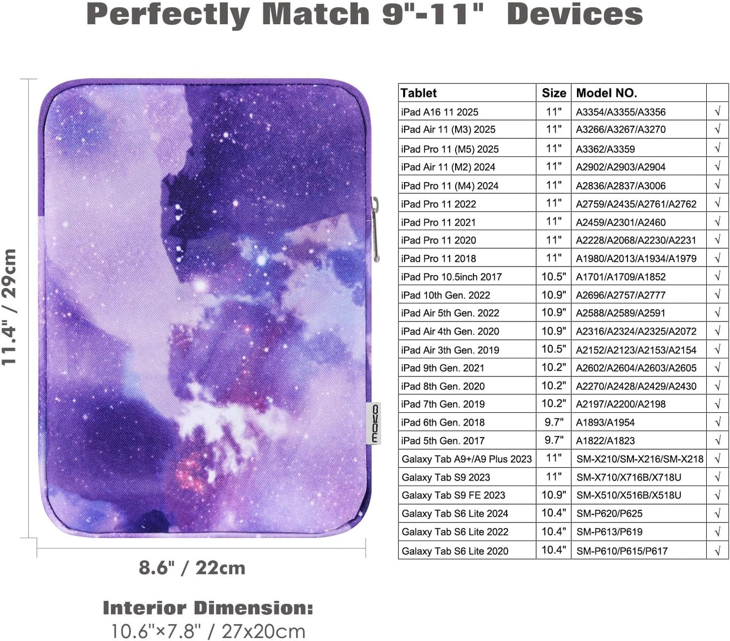 MoKo 7-8 Inch Tablet Sleeve Bag, Polyester Pouch Cover Case Fits iPad mini (A17 Pro) 8.3" 2024, iPad mini 6/5/4/3/2/1, Samsung Galaxy Tab S2 8.0, Tab A 8.0, ZenPad Z8s 7.9,Black