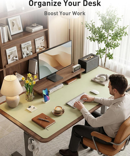 Aothia Leather Desk Pad Protector, Mouse Pad, Office Desk Mat, Non-Slip PU Leather Desk Blotter, Laptop Desk Pad, Waterproof Desk Writing Pad for Office and Home (Black,36" x 17") - Colors A