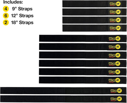 Quick-Straps by Wrap-It Storage - Assorted 20-Pack Black - Hook and Loop Hose and Cable Organizers
