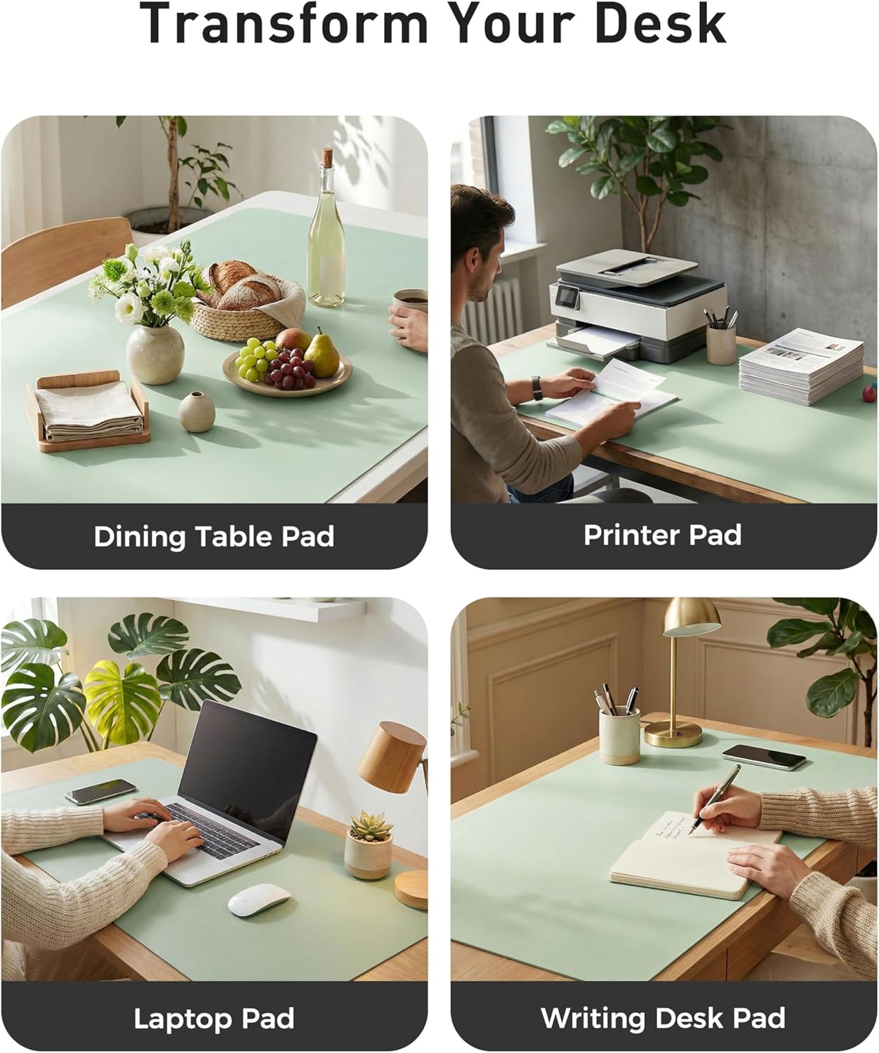 Aothia Non-Slip PU Leather Waterproof Laptop Desk Pad Protector, Blotter Mat, Writing and Mouse Pad for Office & Home, Beige, 23.6" x 13.7" - Colors A