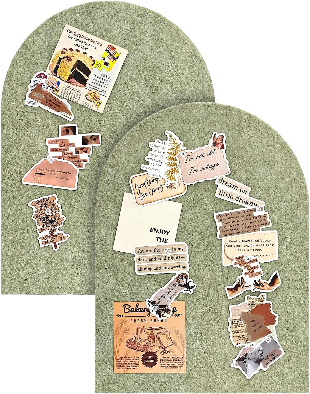 Arched Felt Bulletin Board, Cork Board Alternative for Wall, 10.6in x 14.6in Self-Adhesive Pin Board, 0.35" Thick 2 Pack for Home Office Decor (Camel-2727-2p)