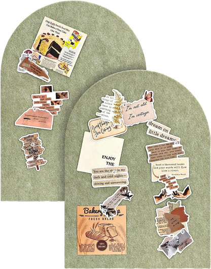 Arched Felt Bulletin Board, Cork Board Alternative for Wall, 10.6in x 14.6in Self-Adhesive Pin Board, 0.35" Thick 2 Pack for Home Office Decor (Camel-2727-2p)
