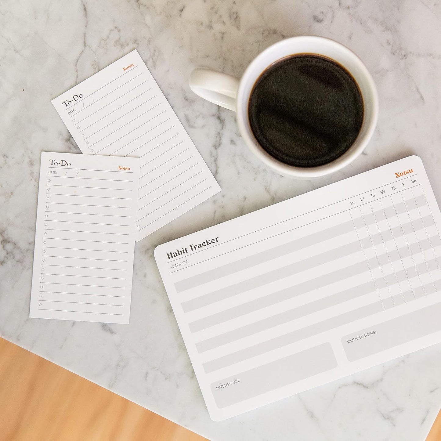 Notsu Weekly Habit Tracker Notepad | Goals Planner Pad and Self Care To Do List | 50 Tear Off Pages, 8.5” x 5.5”