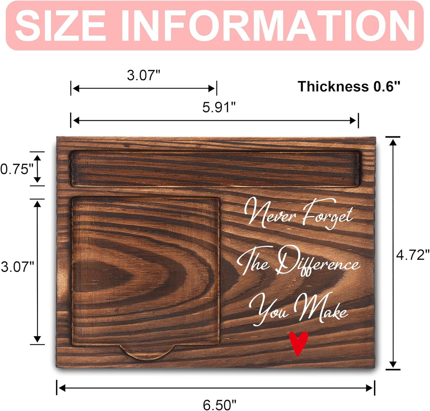 Inspirational Motivational Gifts, Encourage Gifts, Recovery Gifts, Little Reminders Sticky Note Holder, Post-it Note Dispenser for Desk, Wooden Post-it Note & Pen Holder 6.5" x 4.7" - FTA121