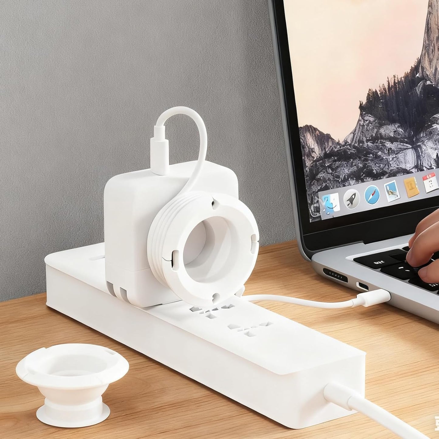 3-Pack Silicone Foldable Charger Cord Organizer – Collapsible Cable Winder & Appliance Cord Holder Compatible with MacBook, PC, USB-C Chargers, and Adapters, Cruise Travel Essentials 2026 (White)