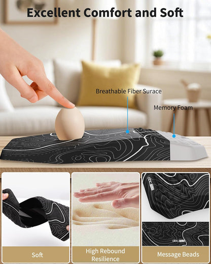 Ergonomic Mouse Pad and Keyboard Wrist Rest Support Set, Massage Design Mousepad for Carpal Tunnel Pain Relief, Memory Foam, Non-Slip PU Base for Computer Desk, Black