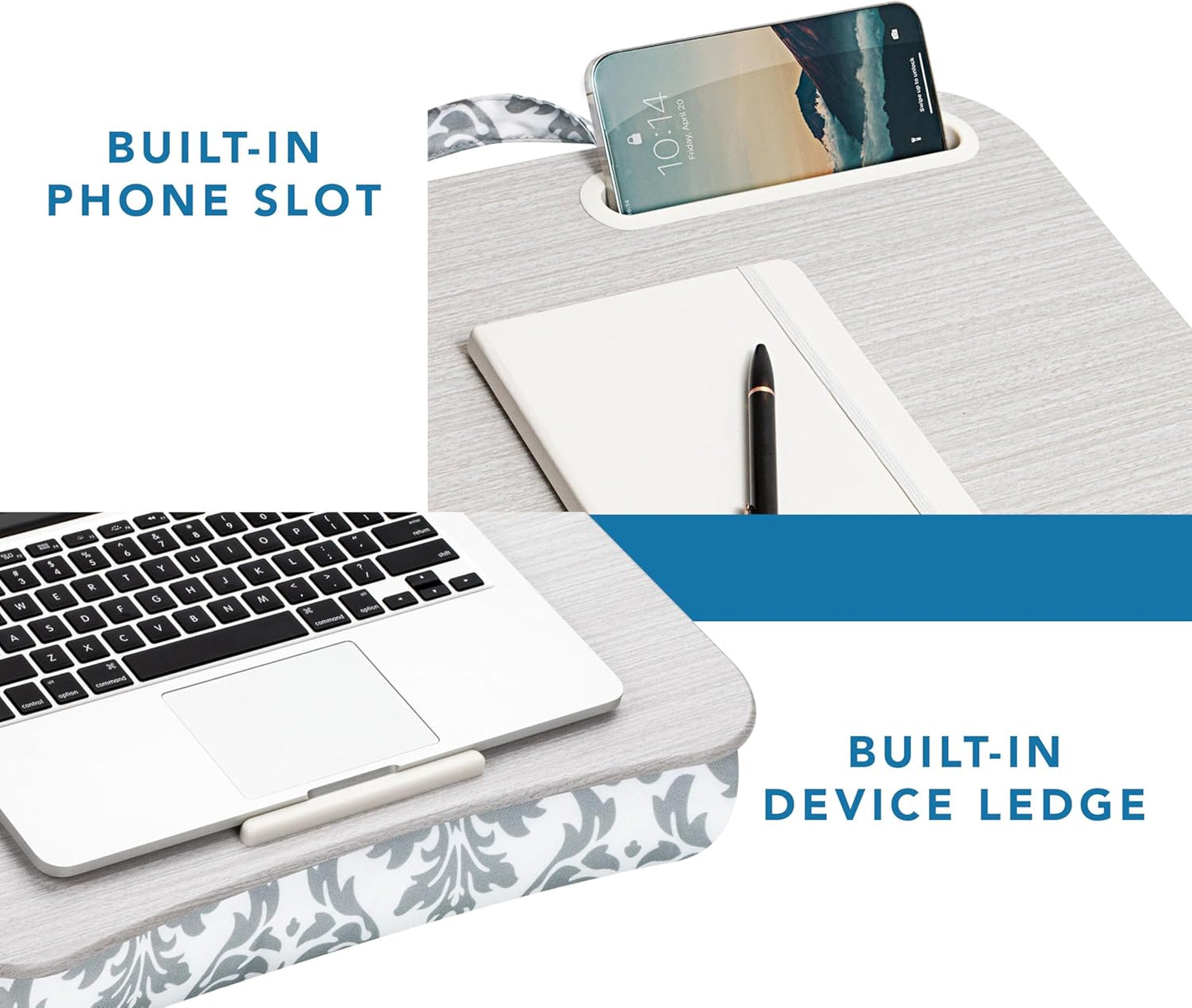LAPGEAR Designer Lap Desk with Phone Holder and Device Ledge - Arrow Stripes - Fits up to 15.6 Inch Laptops - Style No. 45411
