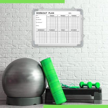 Lincia 16 x 12 Inch Fitness Tracker Whiteboard Workout Calendar for Home Gym Dry Erase Planner Hanging Removable to Do List for Wall Whiteboard with Aluminum Frame for Gym Program(Style A)