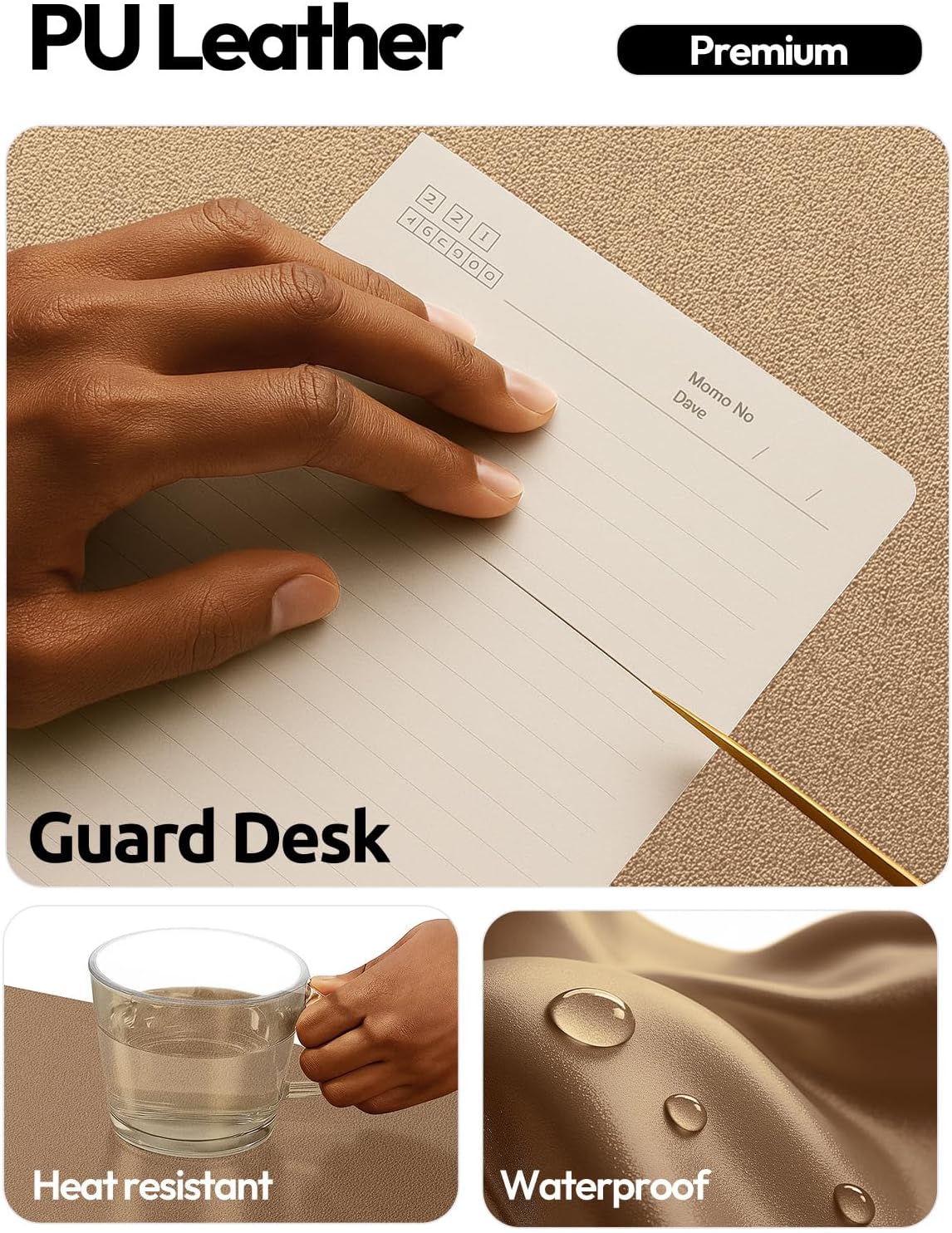 YSAGi Leather Desk Pad Protector, Office Desk Mat, Large Mouse Pad, Non-Slip PU Leather Desk Blotter, Waterproof Laptop Desk Writing Pad for Office and Home (23.6" x 13.8", Eggshell) - Colors B