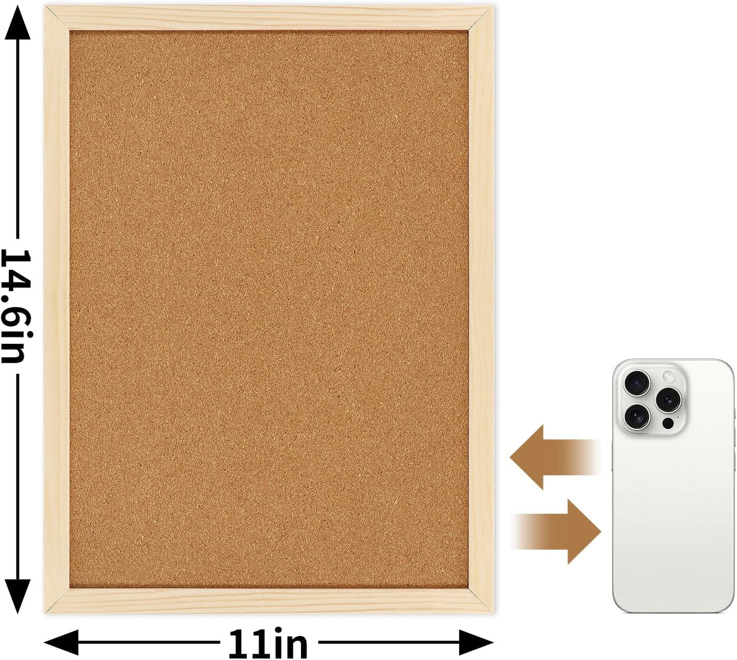 FEBSNOW Cork Board Bulletin Board 15.7 x 12 Inches with Rectangle White Frame Hanging Pin for Office Home Message Board or Vision Board Decoration