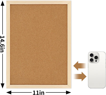 FEBSNOW Cork Board Bulletin Board 15.7 x 12 Inches with Rectangle White Frame Hanging Pin for Office Home Message Board or Vision Board Decoration